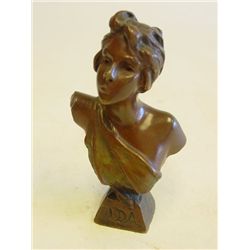 E. Villanis bronze bust of a woman