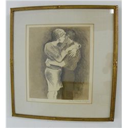Raphael Soyer "Embrace" etching/aquatint