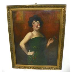 Early 20thc Woman Smoking oil