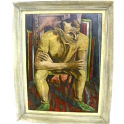 Karl Zerbe Trapeze Artist encaustic painting