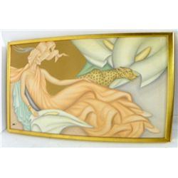 Istvan Bernath Woman with Panther acrylic painting