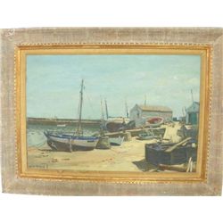 Jean Rigaud Harbor Scene oil painting