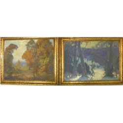 Clarence Monroe Pair Landscapes oil painting