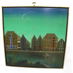 Franz Deckwitz Houses at Harbor oil painting