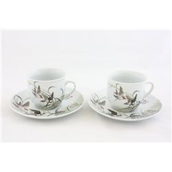 Pair Republic porcelain cups & saucers