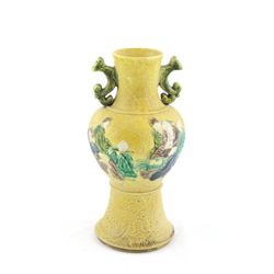 Magnificent Chinese yellow glazed vase