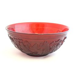 Rare red glazed Beijing glass bowl