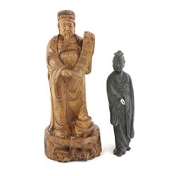 Bronze "Scholar" & boxwood "Fortune God"