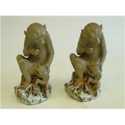 Pair Chinese porcelain "Monkey & with Child"