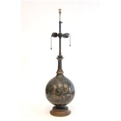 Old painted wood lamp with Orientalist decoration