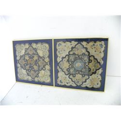 Pair framed Chinese silk embroidered panels