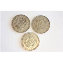 3 silver Chinese coins