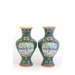 Pair Chinese cloisonne vases