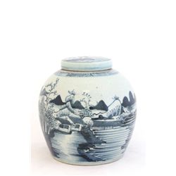 Qing blue & white jar with lid