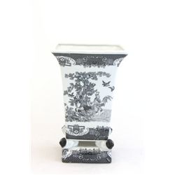 Chinese black & white square vase