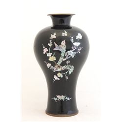 Metal black vase with mother of pearl