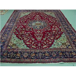 Kerman carpet red ground with blue