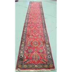 Sarouk runner red ground w/black & ivory