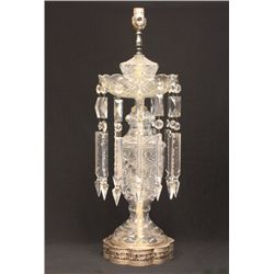 Crystal lamp with hanging prisms