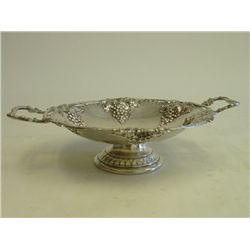 19th c. silver plated leaf design footed compote