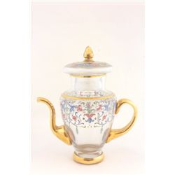 Early 20th c. enameled crystal coffee pot