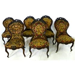 6 Victorian heavily carved chairs possibly Meeks