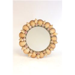 Shell adorned round mirror