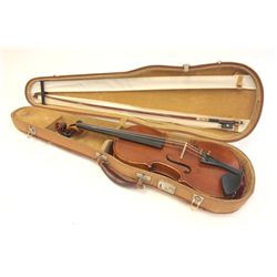 Violin with bow in case