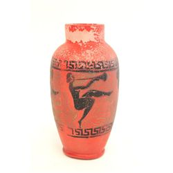 Atique signed art glass figural vase