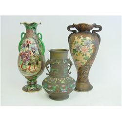 1 Champleve vase & 2 Satsuma vases