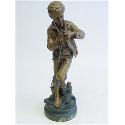 19th c. white metal figure "Boy with Fishing Rod"