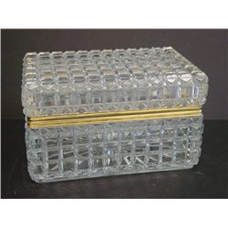 French crystal box with brass banded edge