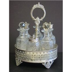 Silver plate Georgian style crystal castor set