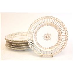 Set of 6 antique reticulated porcelain plates