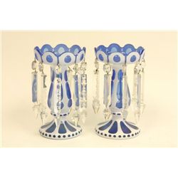 Pair Czechoslovakian cut to clear lustres