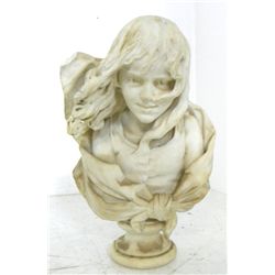 19th c marble bust of a "Girl" signed F. Marriotti
