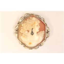 Antique Italian cameo with diamond drop