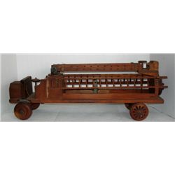 Handmade wooden fire truck
