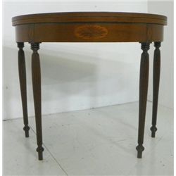Inlaid mahogany demilune card table ca. 1920's