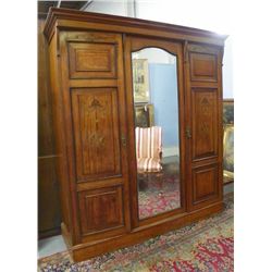 Adams style satinwood inlaid armoire