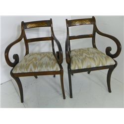 Pair 19th c. rosewood Regency arm chairs