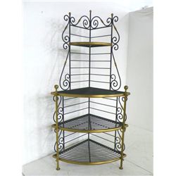 Brass & iron corner baker's rack