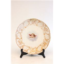 19th c. white & gold handpainted Meissen plate