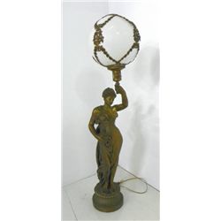 Art Nouveau gilt metal figural lamp