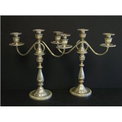 Pair heavily sterling silver plated candelabrum