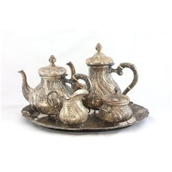 5 piece silver tea set