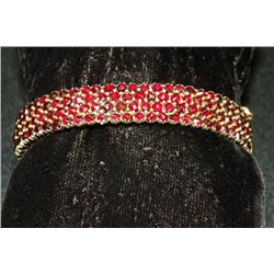 Victorian garnet & brass bracelet