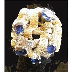 14kt gold & sapphire dome ring initialed