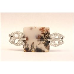 Platinum & agate Russian pin in original box