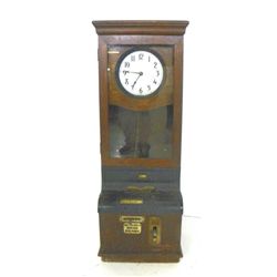 Oak time clock by International ca. 1900